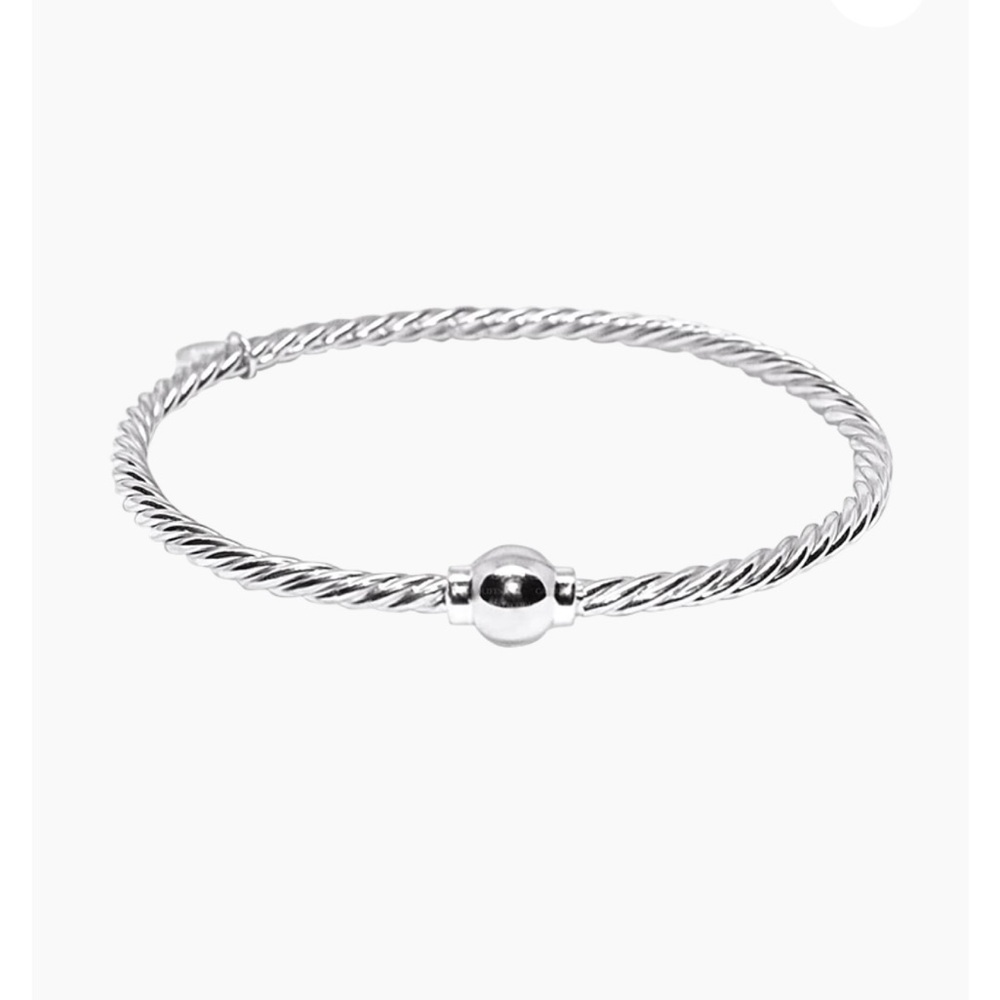 Le Stage Cape Cod Twist Rope Single Ball Sterling Silver Screwball Bracelet